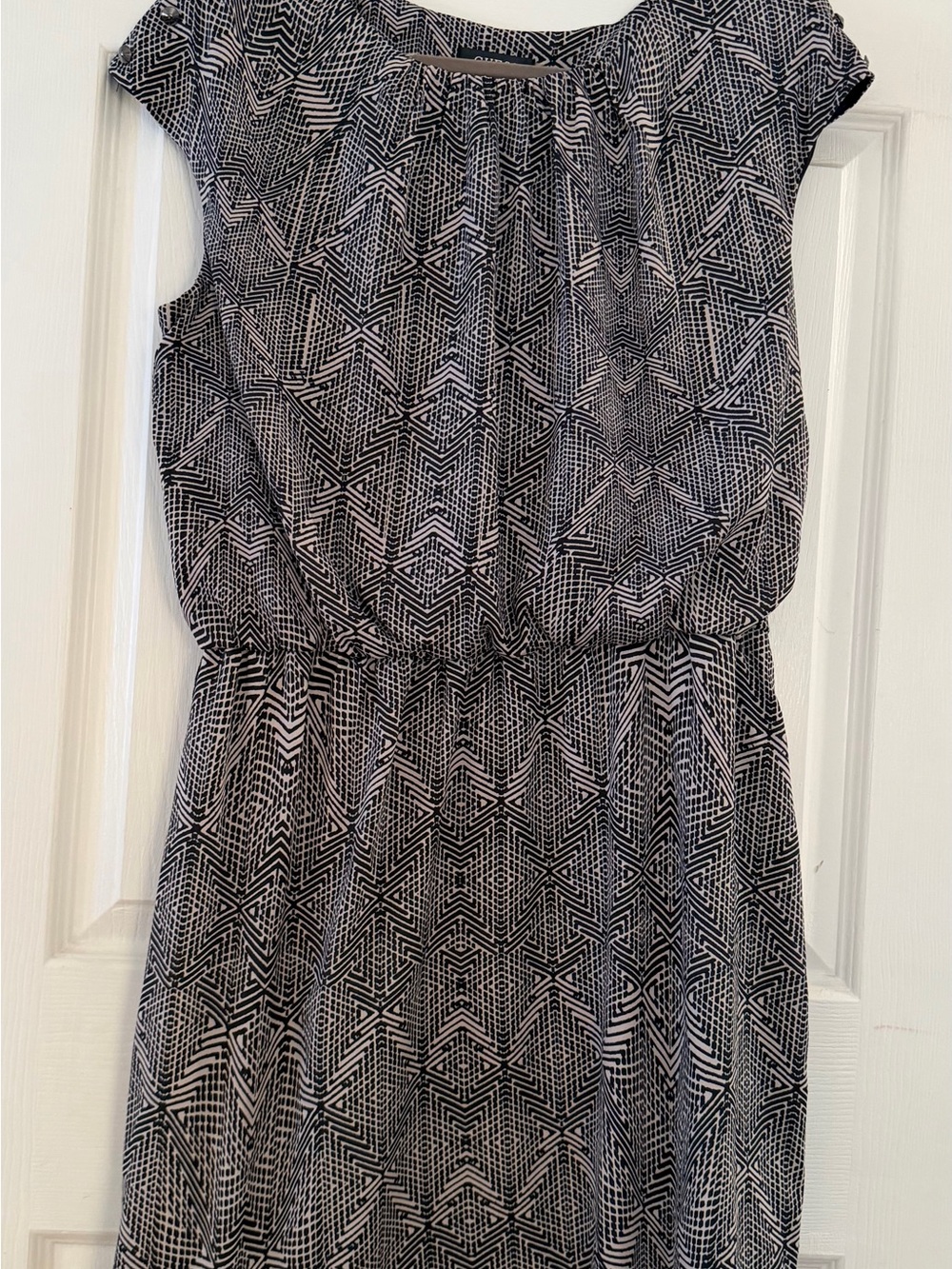 Guess Black and White Geometric Midi Dress